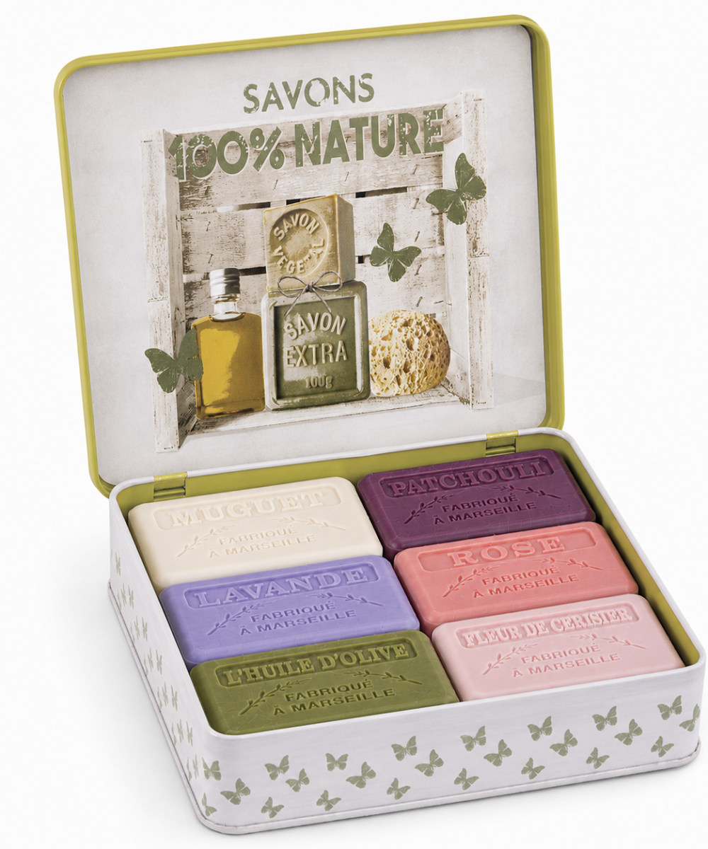 Zestaw 6 Mydeł Marsylskich 60 g – Savons 100% Nature