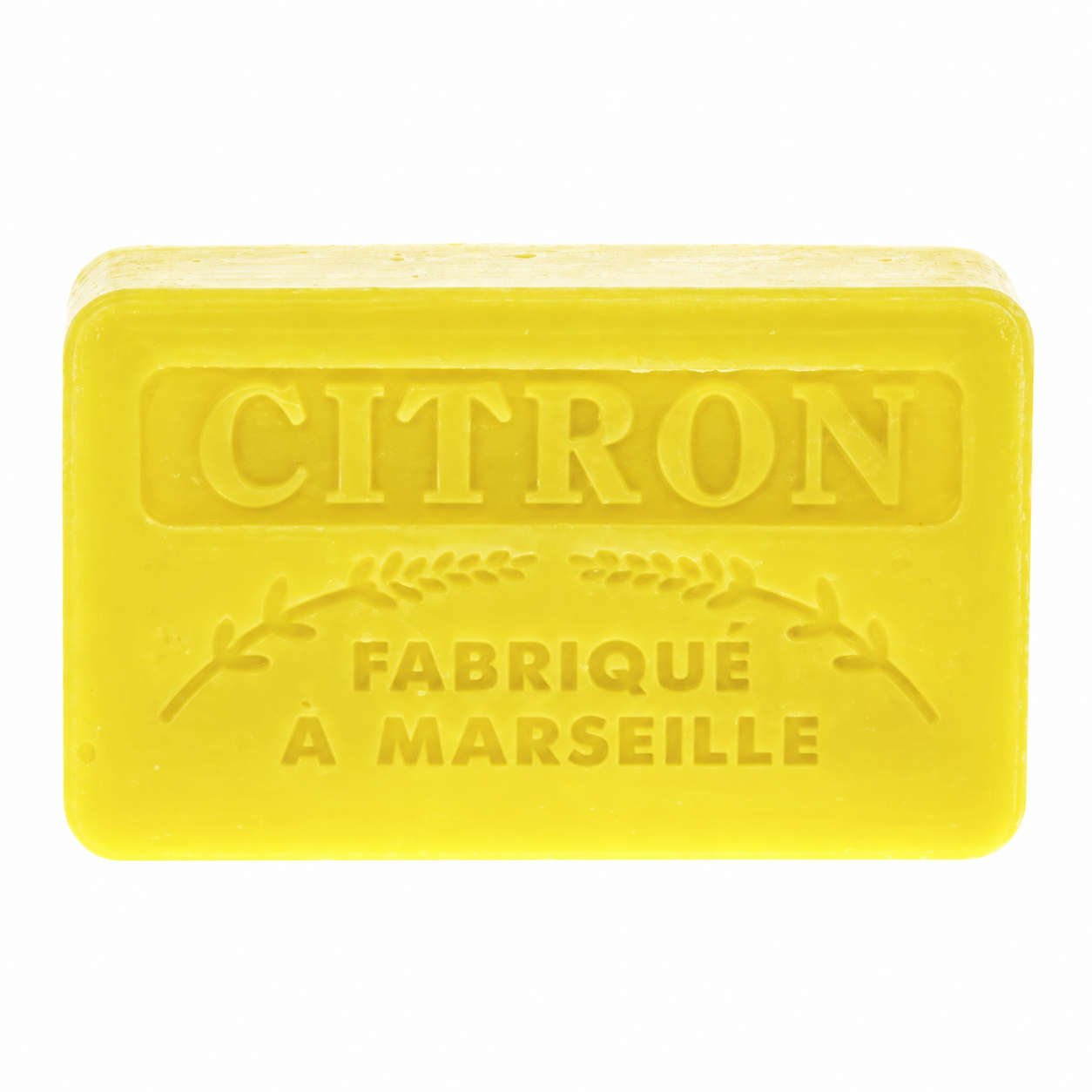 Savonnette marseillaise Citron 60 g Savonnette marseillaise parfumée Citron 60 g sur fond blanc