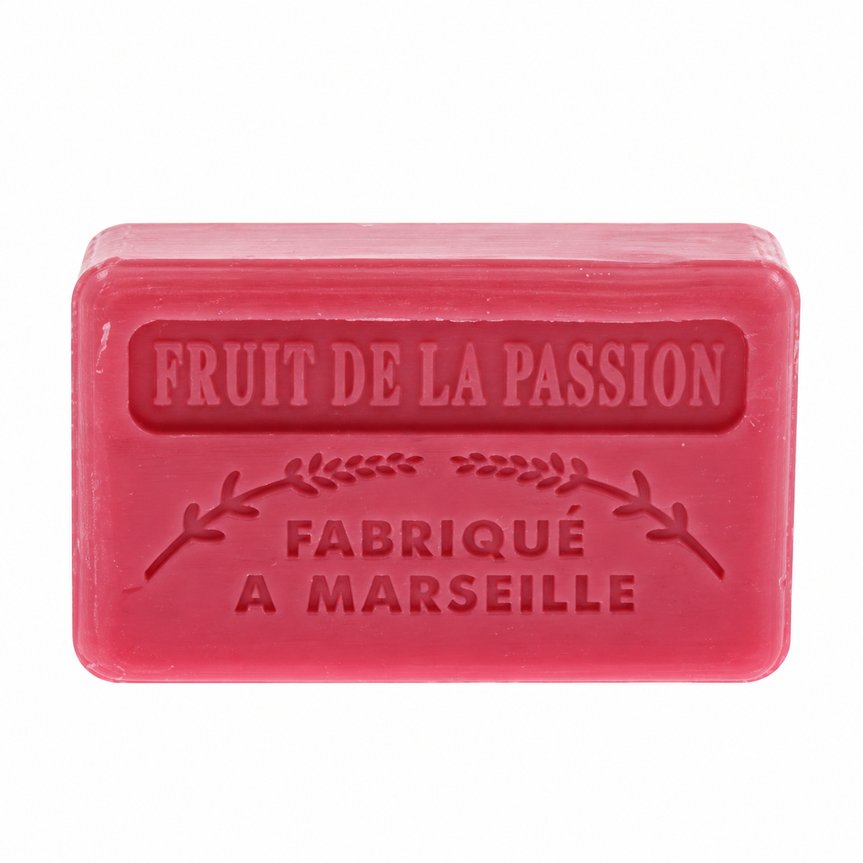 Savonnette marseillaise Fruit de la passion 60 g Savonnette marseillaise parfumée Fruit de la passion 60 g sur fond blanc