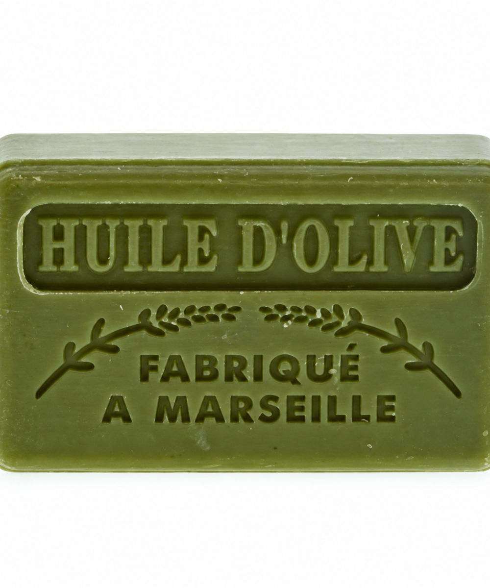 Savonnette marseillaise à l’huile d’olive 60 g sur fond blanc