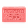 Savonnette marseillaise parfumée I Love You 60 g sur fond blanc
